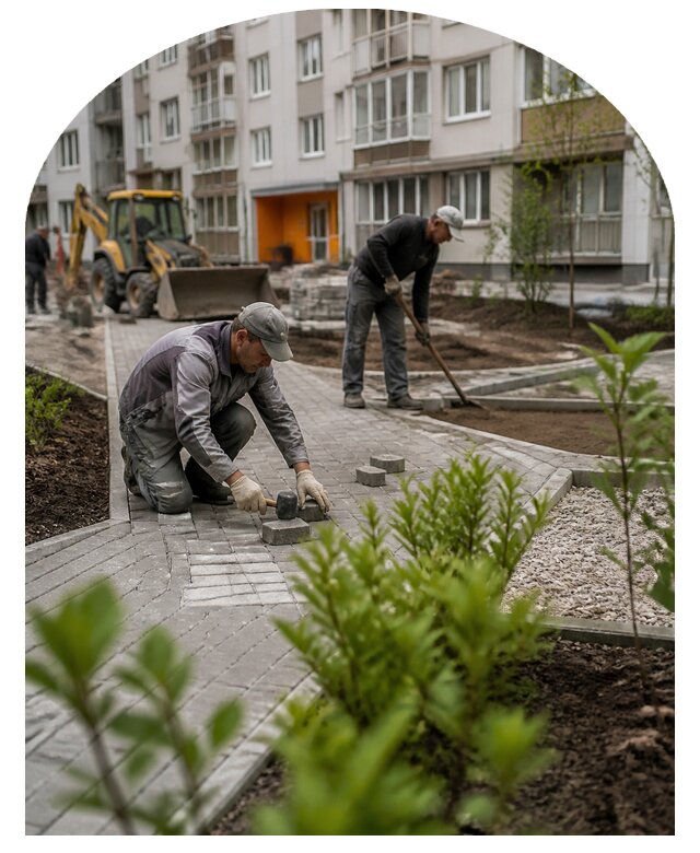 Благоустройство двора многоквартирного дома в Благовещенске